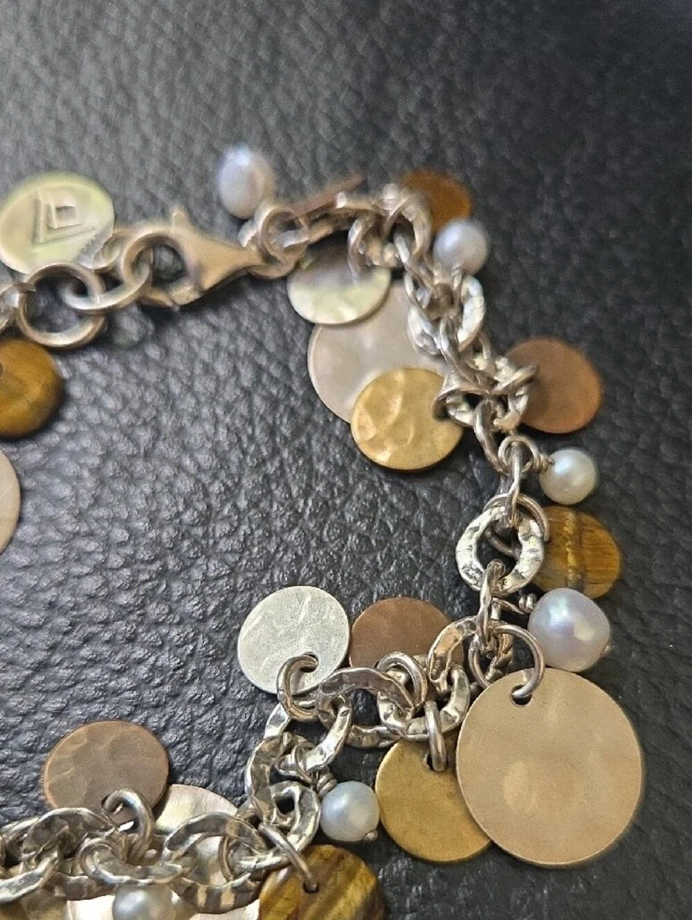 Silpada B1853 Mixed Metal Disc Charm Bracelet - Silver, Gold, Rose